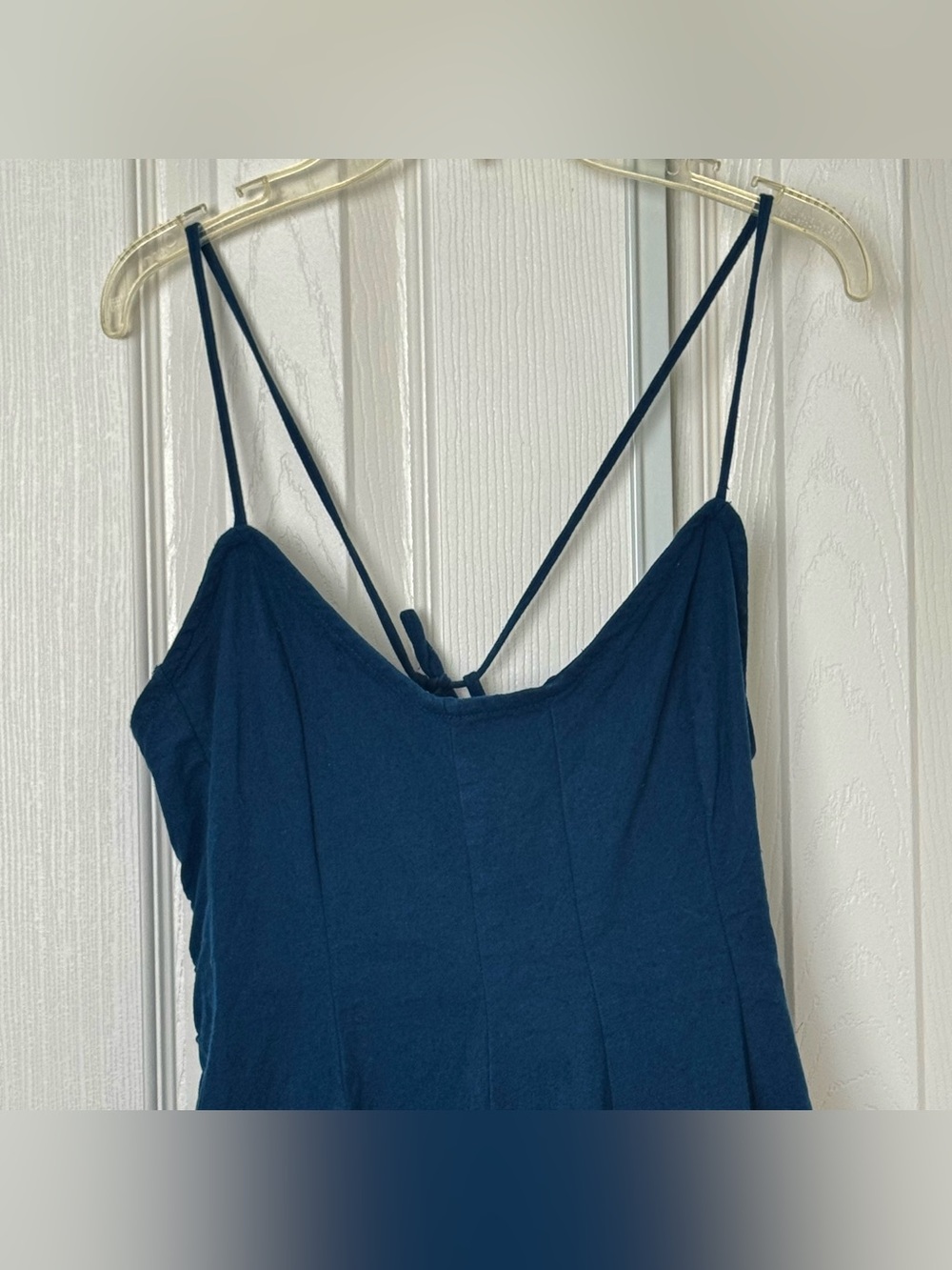 Free People free-est Tan Lines Stretch Linen Blend Mini Dress Navy Size M - Picture 4 of 16
